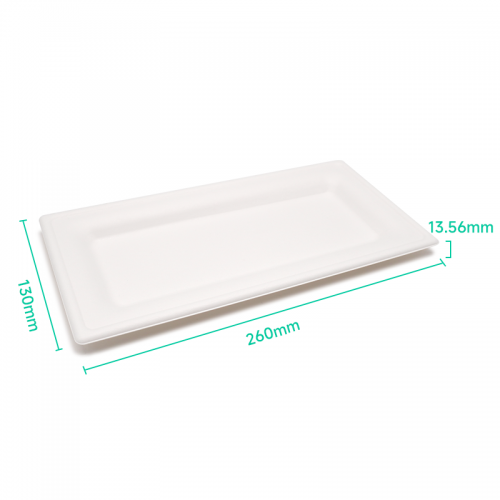 10.24x5.12xH0.79" 17g Bagasse Compostable Rectangle Disposable Catering Trays