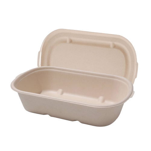 1000ml 34oz 9.29x5.20xH2.40" 21g 1-Comp Bagasse Compostable Togo Comtainer for Food