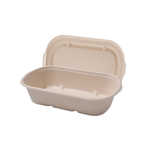 700ml 24oz 7.68x4.53xH1.97" 15g 1-Comp Bagasse Compostable Eco Friendly Takeaway Food Container