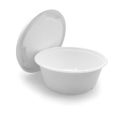 1500ml 50oz Φ7.64xH2.99" 28g Straght Wall Bagasse Compostable Togo Bowl for Rice & Noodle