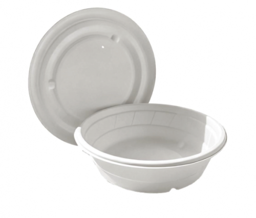 500ml 17oz ф9.7"xH2.6" 14g Diamond-Shaped Bagasse Biodegradable Compostable Soup Packaging Container with Lid