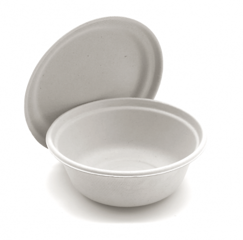 350ml 12oz Φ7.8"xH2.9" 10g Bagasse Bio-degradable Compostable Food Paper Container Bowl