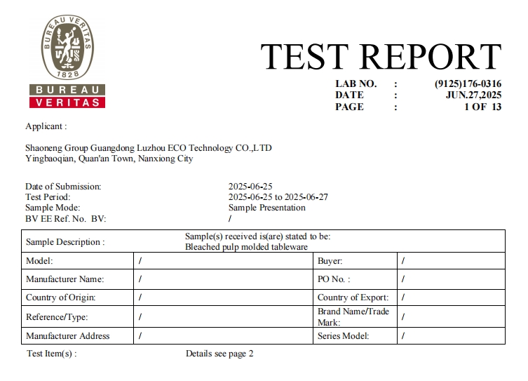 [Nanxiong Production Base] REACH - Bleached Containing PFAS - BUREAU VERITAS - 20250625