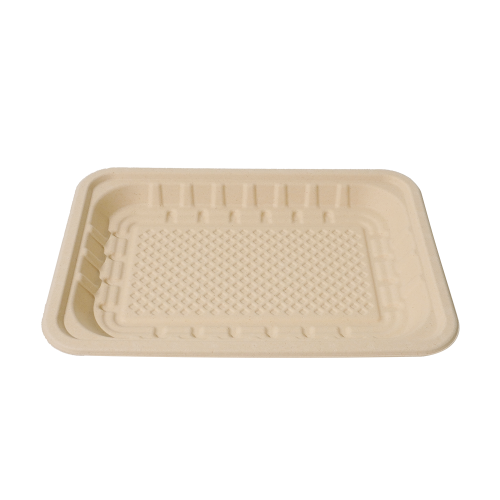 1178ml 10.2x7.2×H1" 35±3g Bagasse Biodegradable Fresh Meat Tray