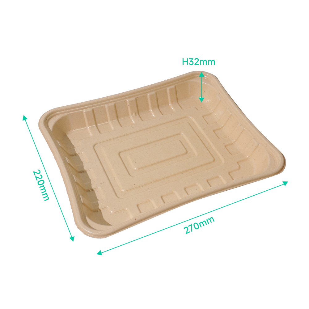 1900ml 10.6×8.7×H1.3" 48±3g Bagasse Biodegradable Fresh Meat Tray
