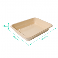1820ml 9×7×H1.8" 25±2g Bagasse Biodegradable Fresh Meat Tray