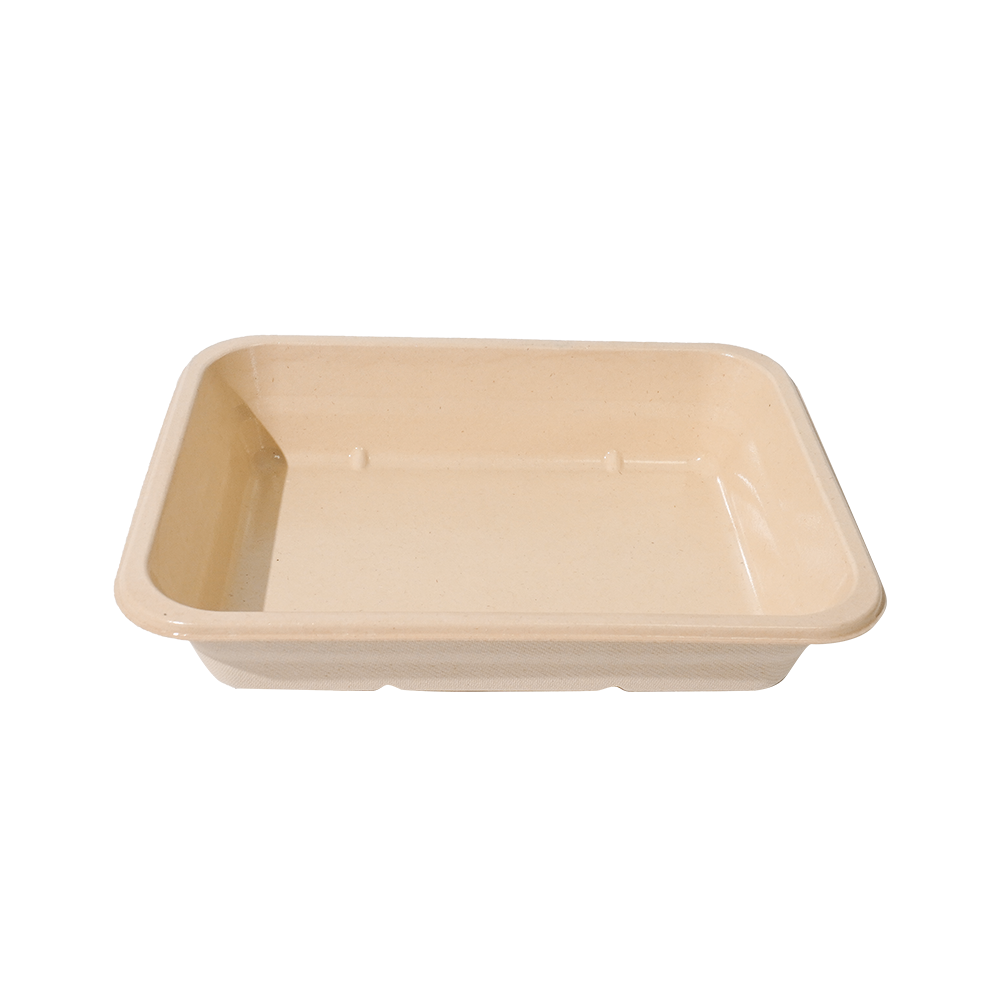 1820ml 9×7×H1.8" 25±2g Bagasse Biodegradable Fresh Meat Tray