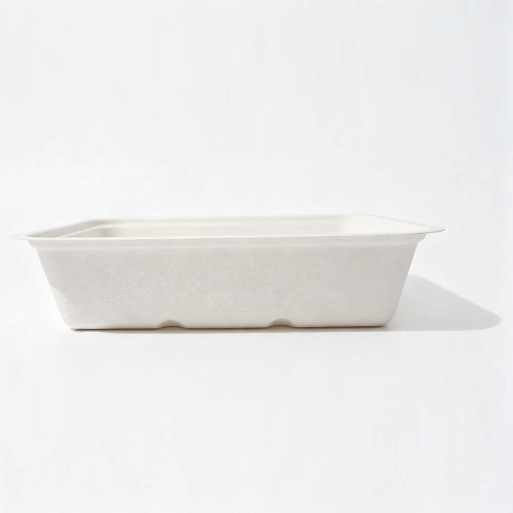 750ml 7.56x5.51xH1.77" 19g Bagasse Biodegradable Meal Tray