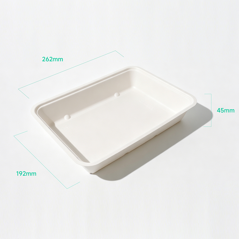 2000ml 10.31x7.56xH1.77" 35g Bagasse Biodegradable Meal Tray
