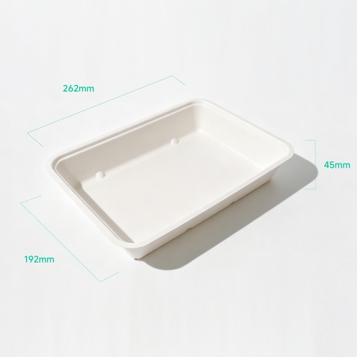 2000ml 10.31x7.56xH1.77" 35g Bagasse Biodegradable Meal Tray