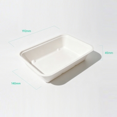 750ml 7.56x5.51xH1.77" 19g Bagasse Biodegradable Meal Tray