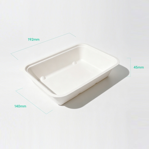 750ml 7.56x5.51xH1.77" 19g Bagasse Biodegradable Meal Tray