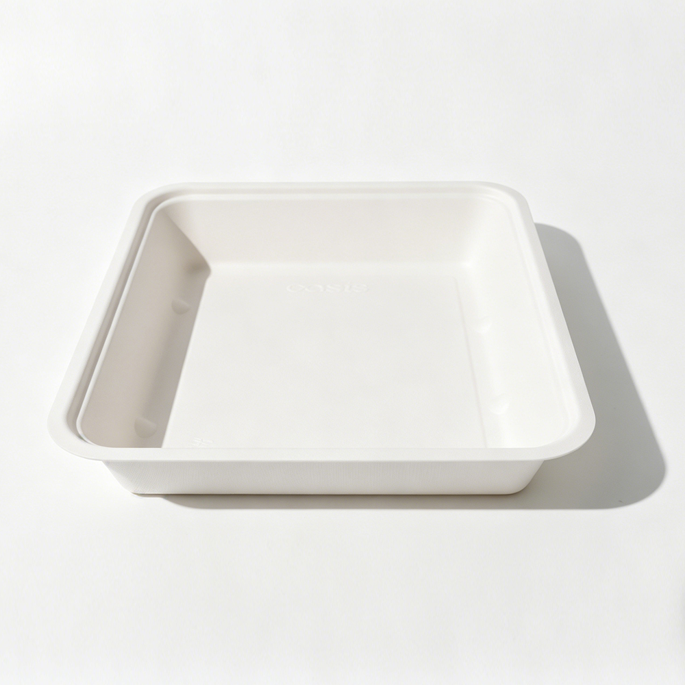 1700ml 9.05x7.56xH1.77" 30g Bagasse Biodegradable Meal Tray