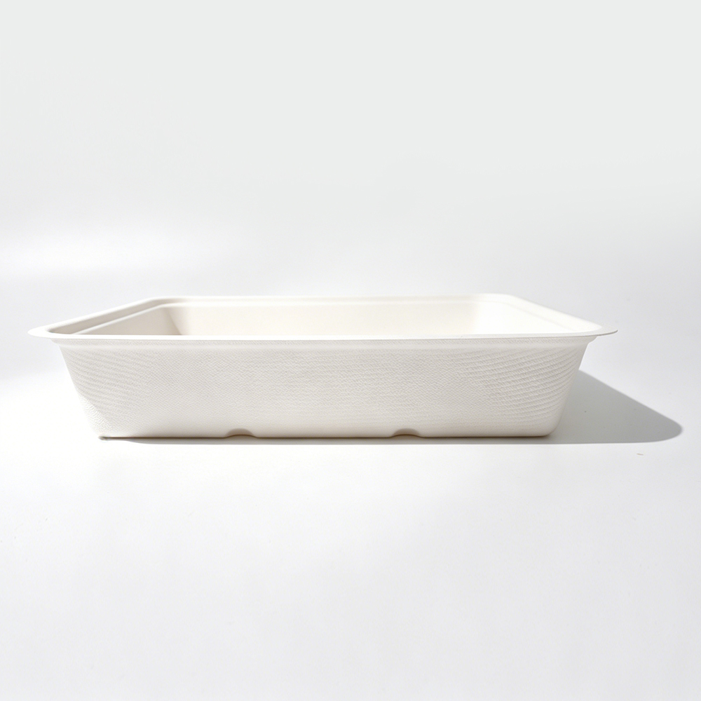 1700ml 9.05x7.56xH1.77" 30g Bagasse Biodegradable Meal Tray