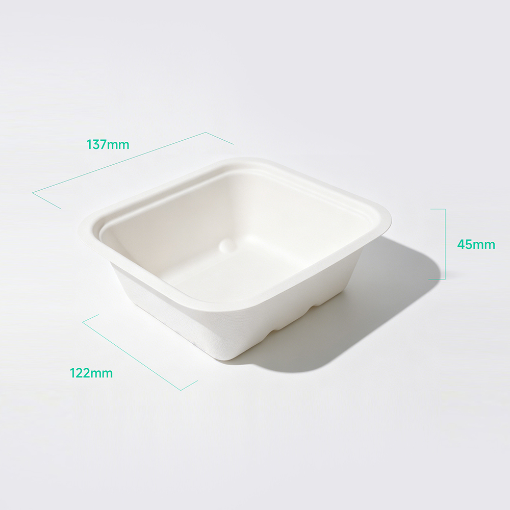 500ml 5.39x4.80xH1.77" 12g Bagasse Biodegradable Meal Tray