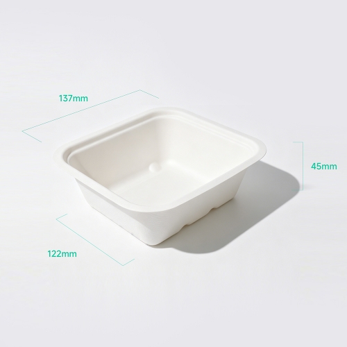 500ml 5.39x4.80xH1.77" 12g Bagasse Biodegradable Meal Tray