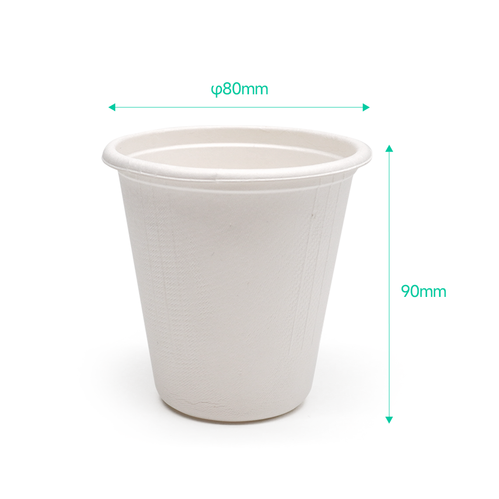 8oz φ80mm H90mm 8g Sugarcane Bagasse Biodegradable Cups