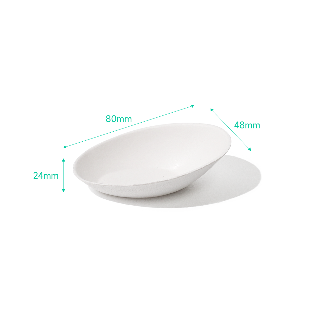 Bagasse Biodegradable Egg-Shaped Dipping Sauce Tray