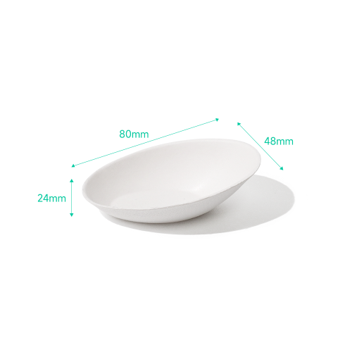 Bagasse Biodegradable Egg-Shaped Dipping Sauce Tray