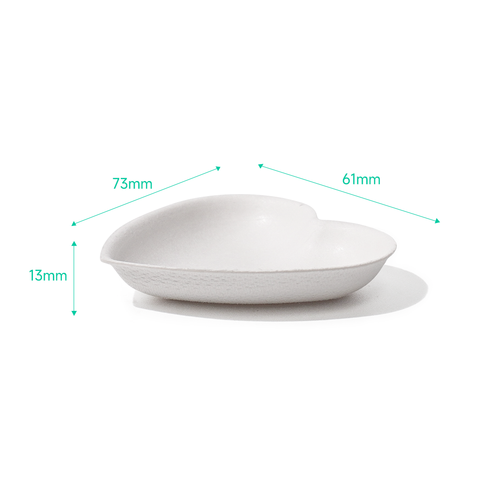 Bagasse Biodegradable Heart-Shaped Dipping Sauce Tray