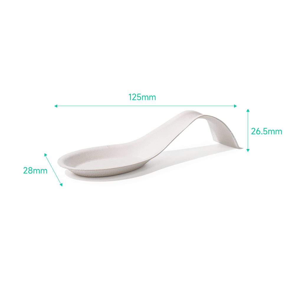 Bagasse Biodegradable Little-Spoon-Shaped Dipping Sauce Tray