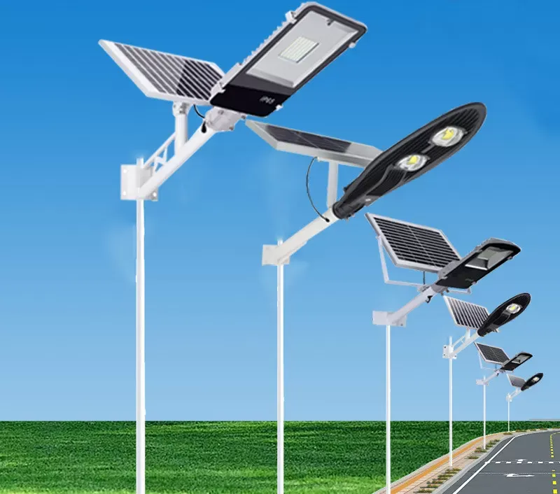 Luz de calle solar impermeable integrada montada en poste al aire libre 30w batería de litio incorporada