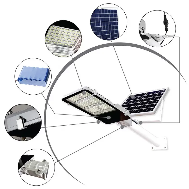 Impermeable al aire libre teledirigido IP65 50w 100w 200w 300w Luz de calle llevada solar integrada