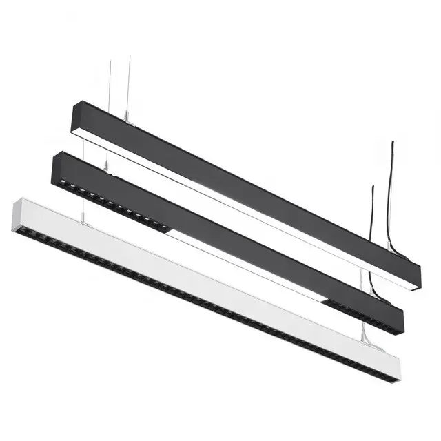 White Black Aluminum LED Linear Light Diffuser , LED Linear Pendant Light , linear LED Light 4ft 8ft DALI