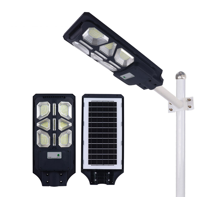 Poste de luz LED com energia solar 120w 150w Sensor de movimento integrado tudo em um