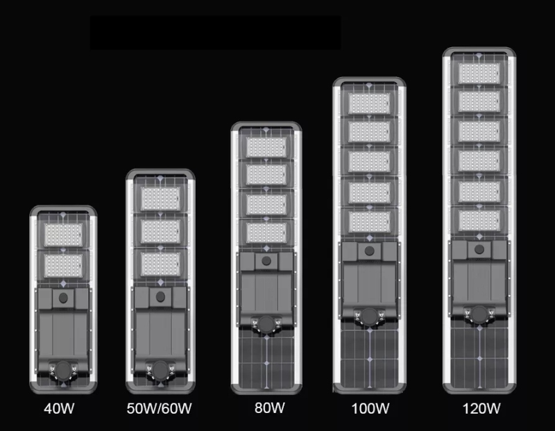 60w 80w 100w 120w impermeabile all'aperto ha integrato tutto in un lampione solare principale