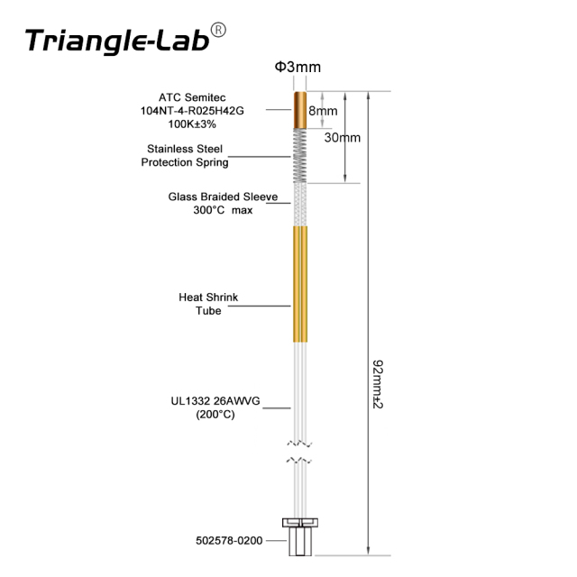 Thermistor  for Original Prusa MK4 heat-resistant temperature 280℃ ~ 300℃