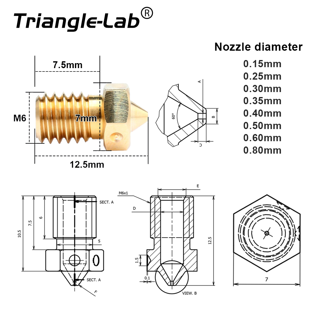 E3D V6 Brass nozzle