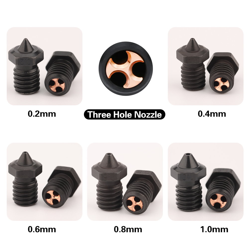 V6 Hardened Steel Three Hole Nozzle