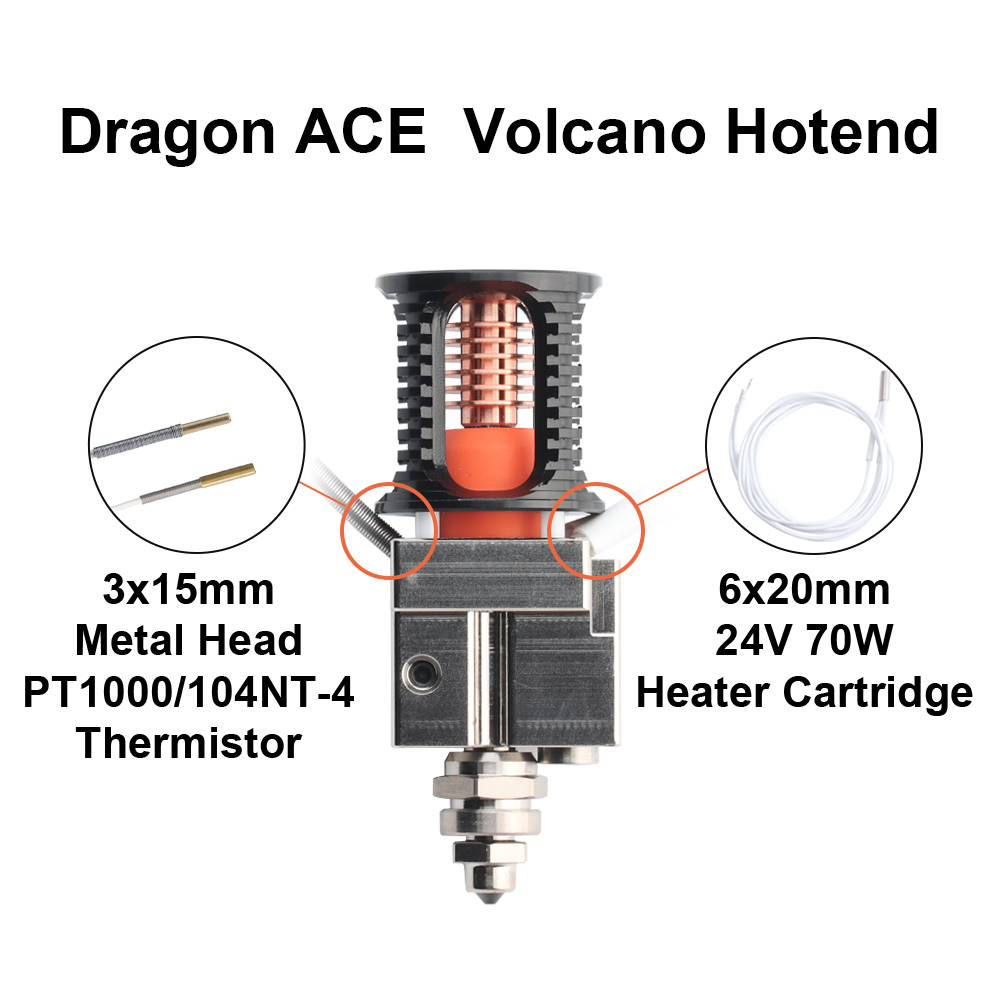 Dragon ACE ® Volcano Hotend  Dragon ACE ®  Hotend Upgrade High power