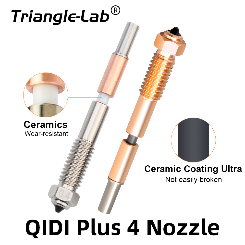 trianglelab QIDI Plus4 Bimetal Wear-resistant Ceramic Coating Uitra unbreakable nozzle for quick removal and easy replacement