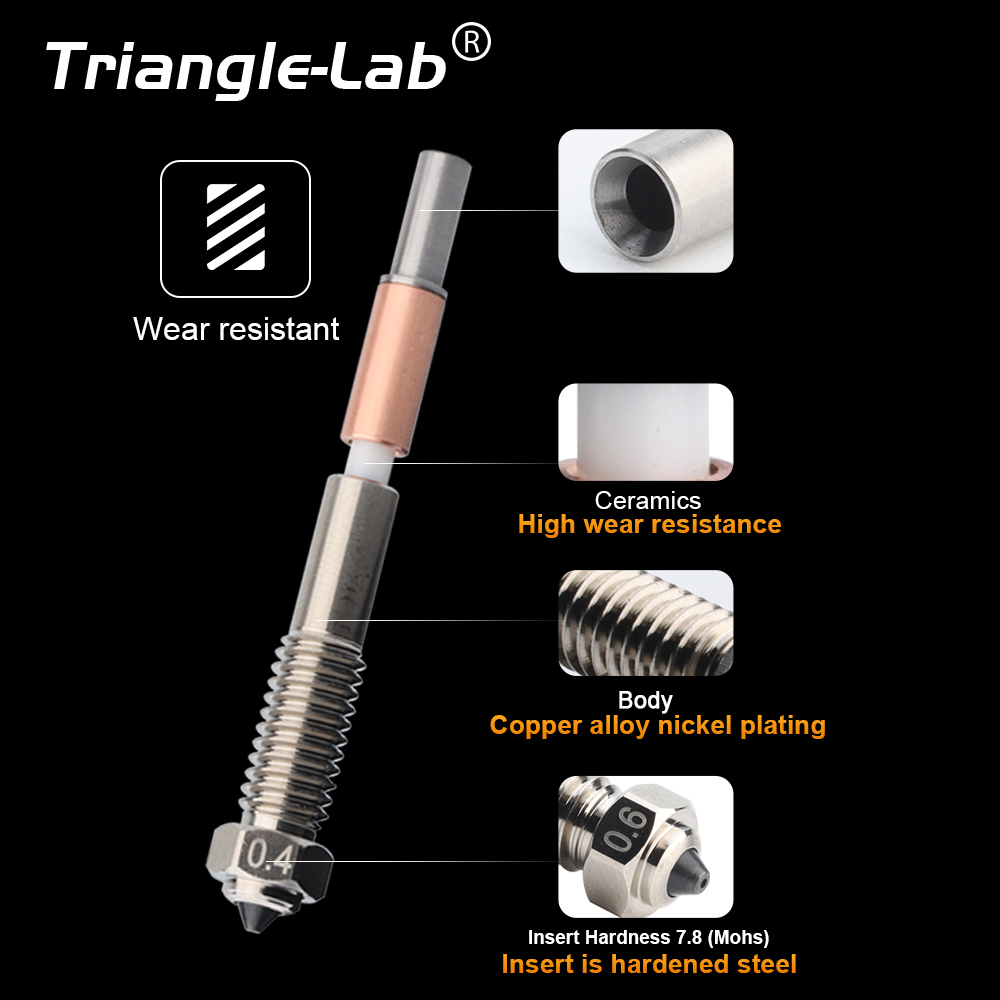 trianglelab QIDI Plus4 Bimetal Wear-resistant Ceramic Coating Uitra unbreakable nozzle for quick removal and easy replacement