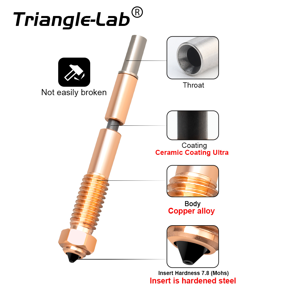 trianglelab QIDI Plus4 Bimetal Wear-resistant Ceramic Coating Uitra unbreakable nozzle for quick removal and easy replacement
