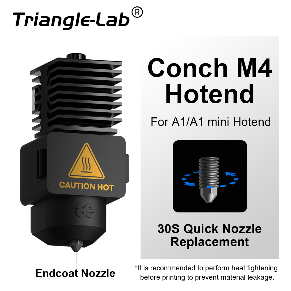 Trianglelab Conch Hotend Endcoat Nozzle Hardened steel nozzle Hotend Mounting Heating Assembly For Bambu Lab A1 Mini Accessories
