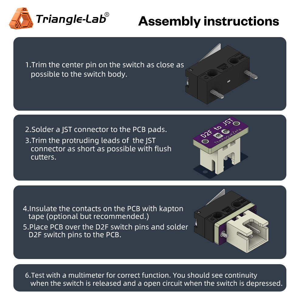 20 PCS D2F to JST adapter PCB