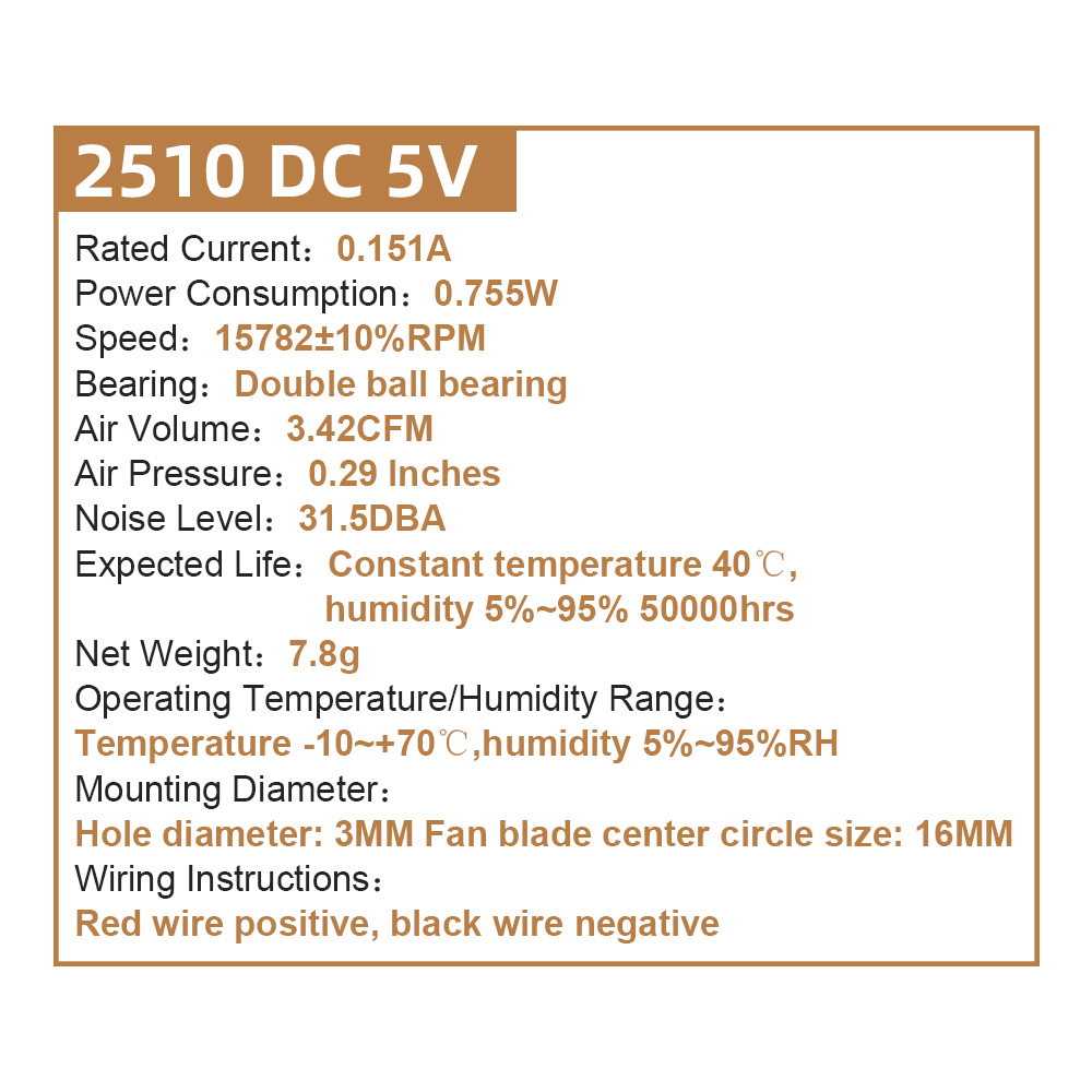 DC 2510 fan 2.5CM 25*25*10MM 5V24V