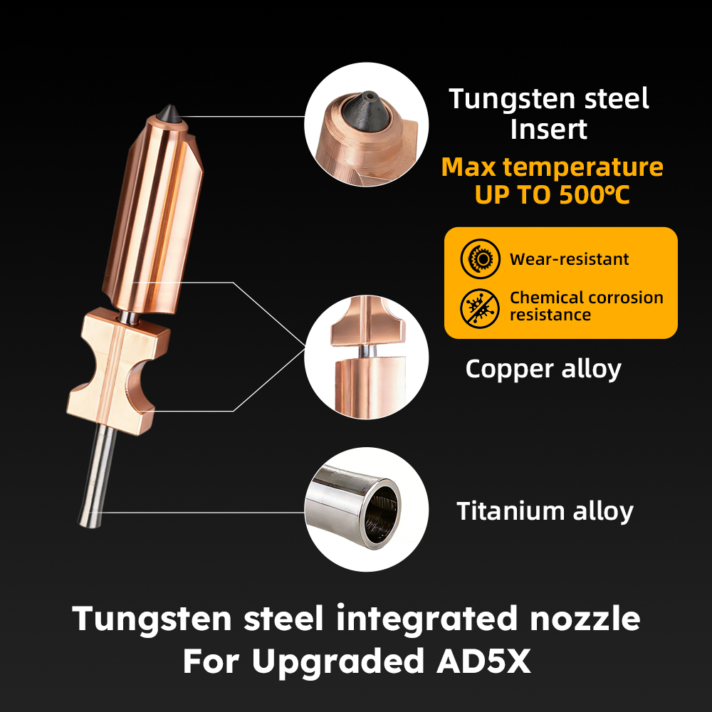 AD5X Zirconia ceramic nozzle AD5X Tungsten steel nozzle Upgrade integrated