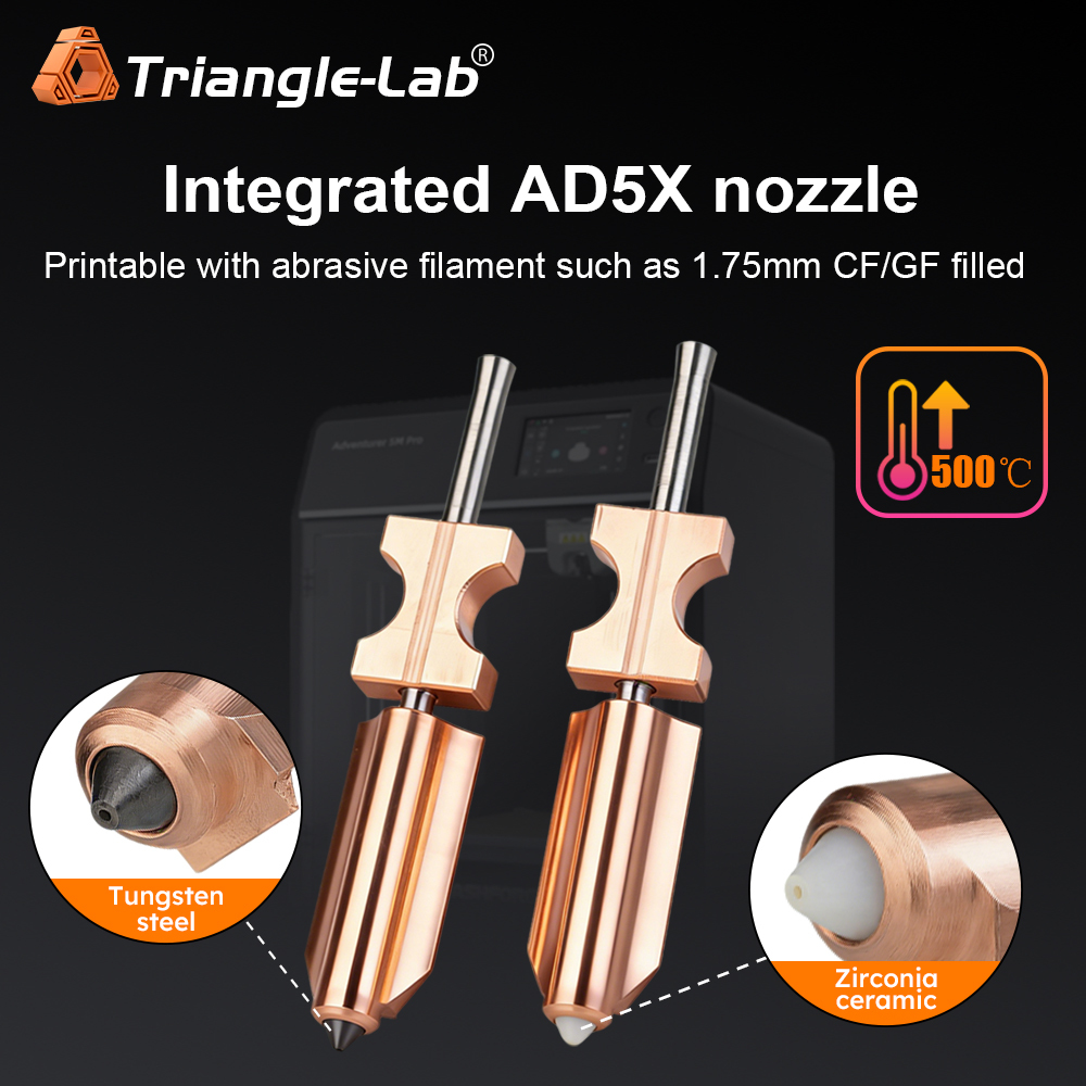 AD5X Zirconia ceramic nozzle AD5X Tungsten steel nozzle Upgrade integrated