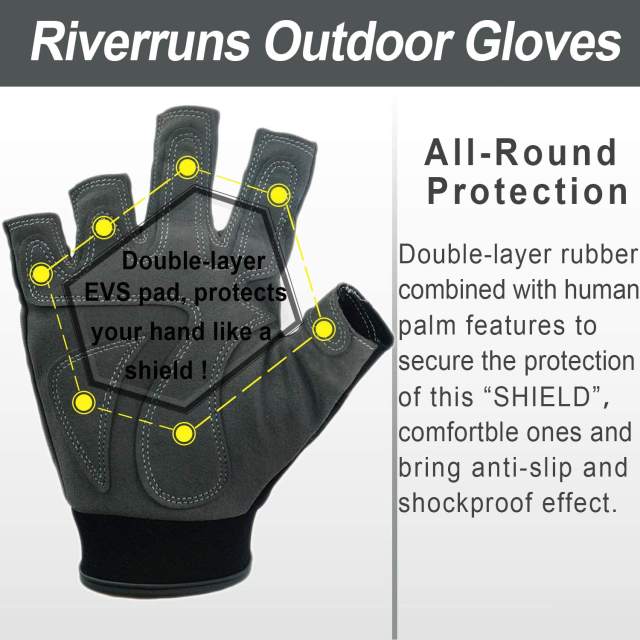 Riverruns Protective Fishing Gloves-Wearable Fingerless Fishing Gloves Men and Women Fishing Kayaking Paddling Cycling MTB.