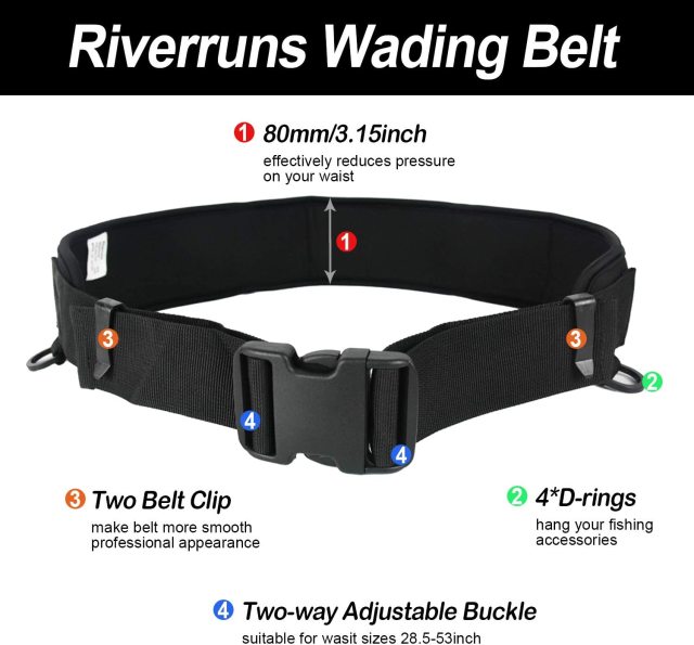 Riverruns Neoprene Adjustable Fishing Wading Belt, Fishing Wader Belt for Men Kayaking.