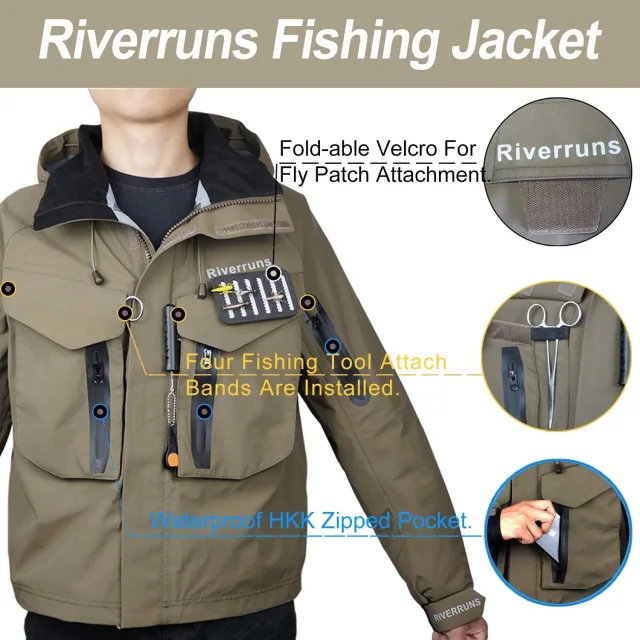 Waterproof Fly Fishing Wading Jacket Breathable Wader Jacket Clothes M/L/XL