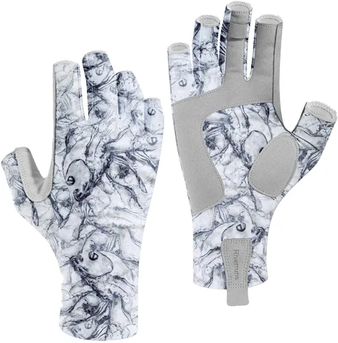 Hevirgo Ice Fishing Gloves Windproof Elastic Wristband Fleece Winter Ice Fishing Convertible Fingerless Gloves Mittens, adult Unisex, Size: One size