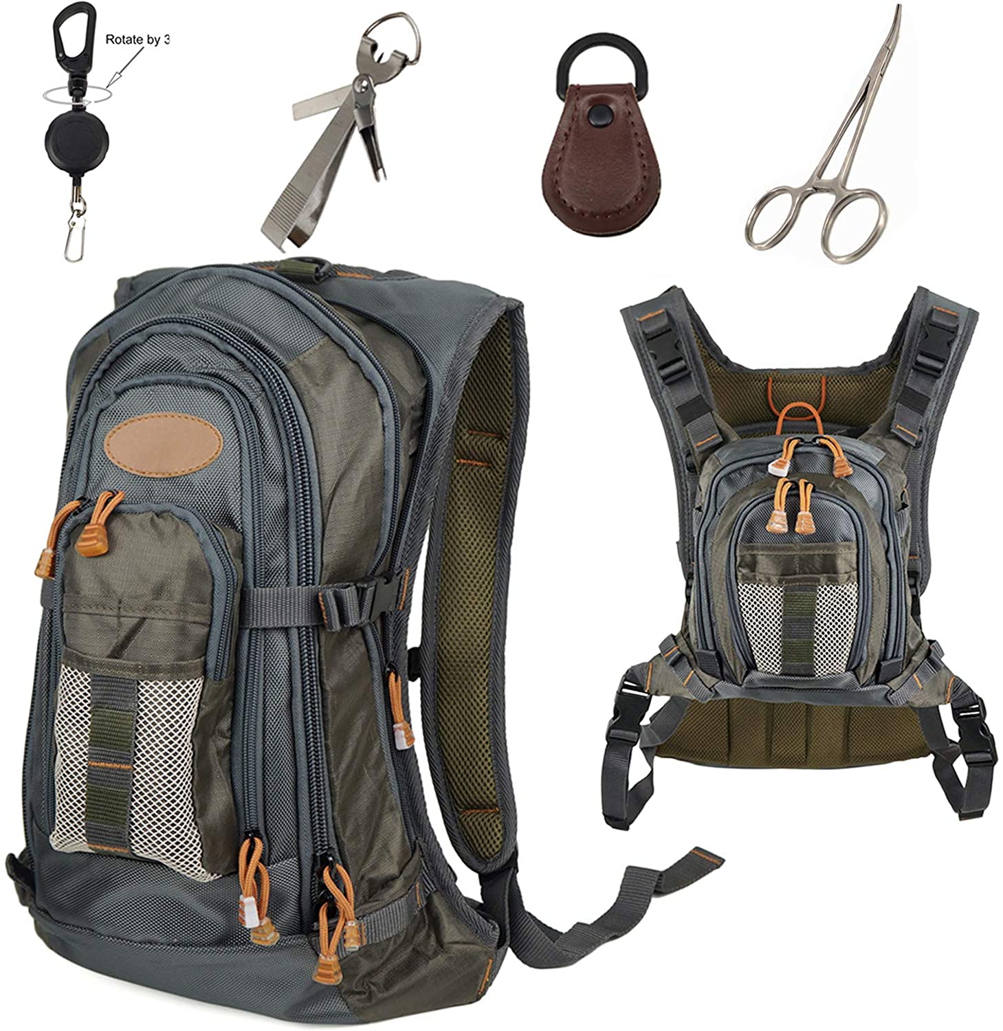 Fly Fishing Vest Jacket Backpack Chest Mesh Bag Adjustable Multi