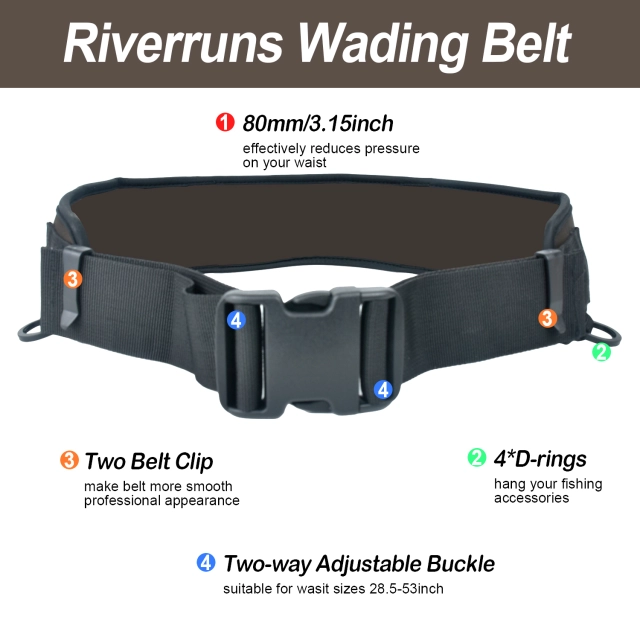 Riverruns Neoprene Adjustable Fishing Wading Belt, Fishing Wader Belt for Men Kayaking.