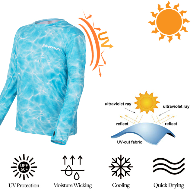 RiverRuns UPF50+ Fishing Shirt W/ UPF 50+ Sun Protection.