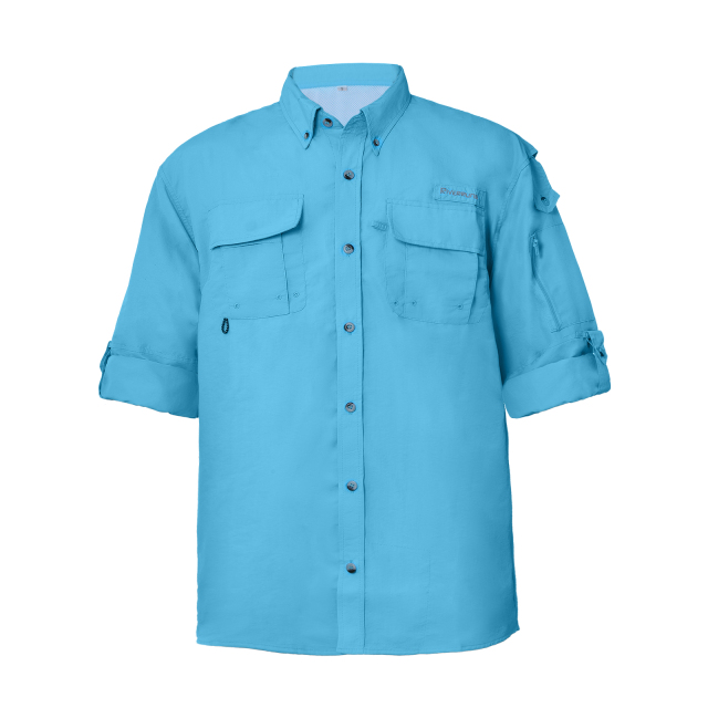 RiverRuns UPF 50+ Men's long sleeve fishing shirt. UV protection with quick dry & water-resistant material for hiking, fishing and camping.